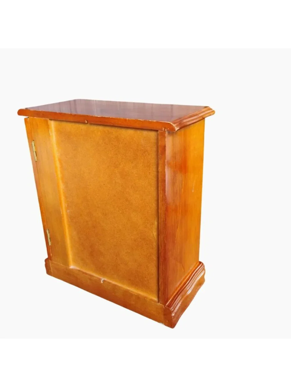 Wooden Jewelry Box w Heart Motif Glass Door & Velvet-Lined Storage Compartments
